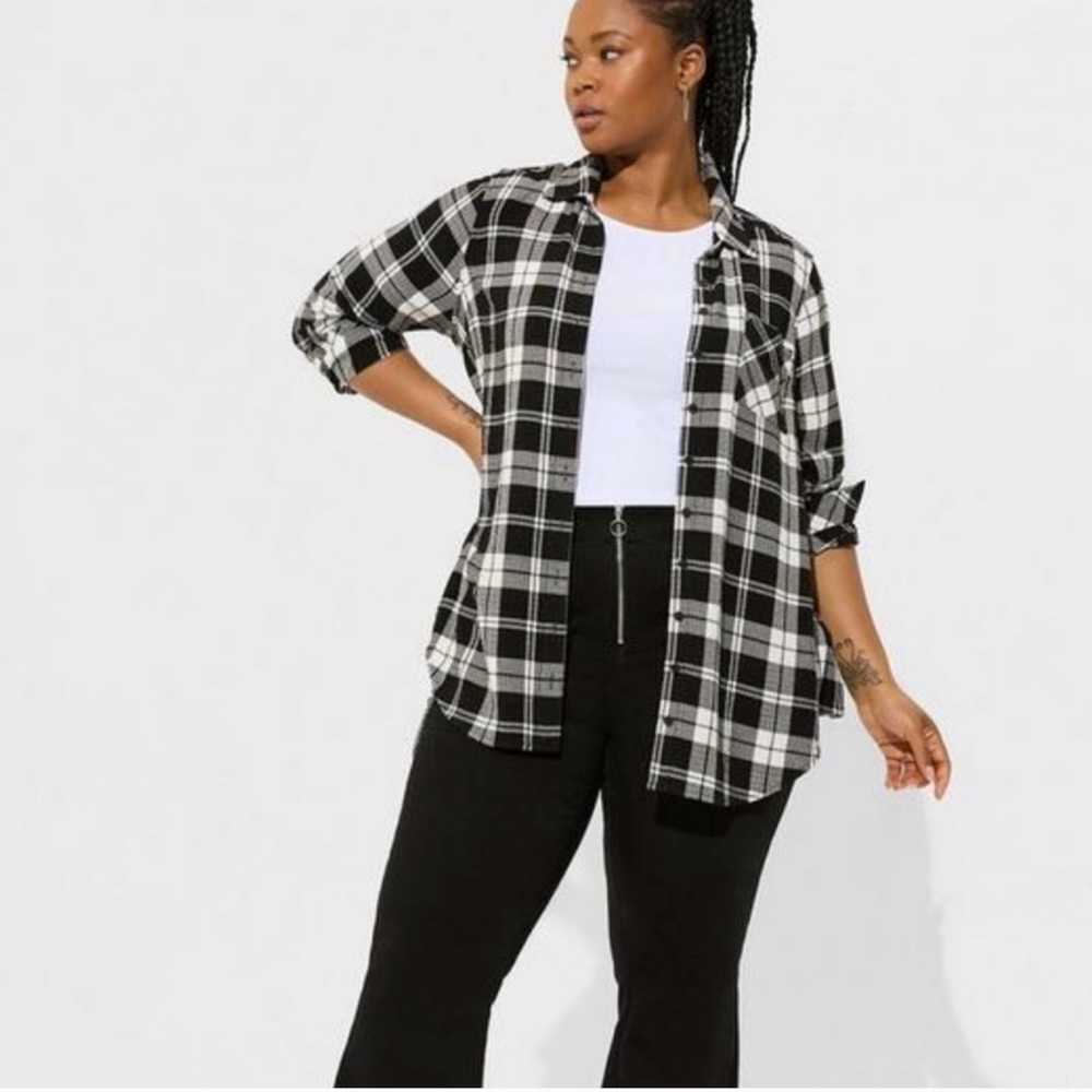 Torrid Monochrome Plaid Light Weight Flannel